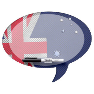 Australia Flag Design in Carbon Fiber Chrome Decor Dry-Erase Board