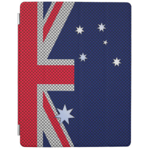 Australia Flag Design in Carbon Fiber Chrome Decor iPad Smart Cover
