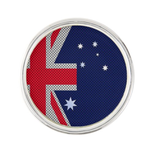 Australia Flag Design in Carbon Fiber Chrome Decor Pin