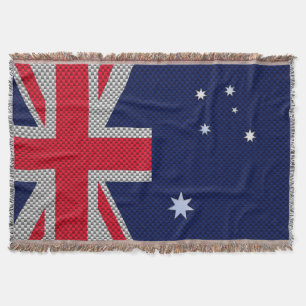 Australia Flag Design in Carbon Fiber Chrome Decor Throw Blanket