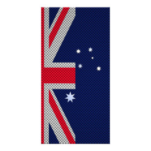 Australia Flag Design in Carbon Fiber Chrome Style Card