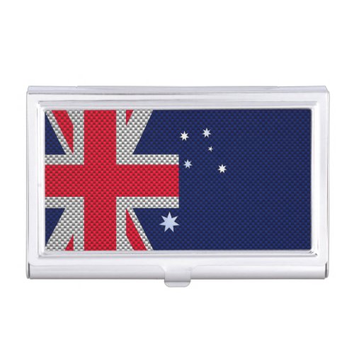 Australia Flag Design in Carbon Fiber Chrome Style Case For Business Cards