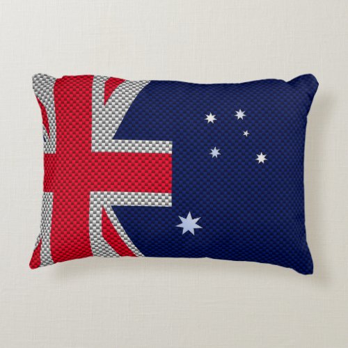 Australia Flag Design in Carbon Fiber Chrome Style Decorative Pillow