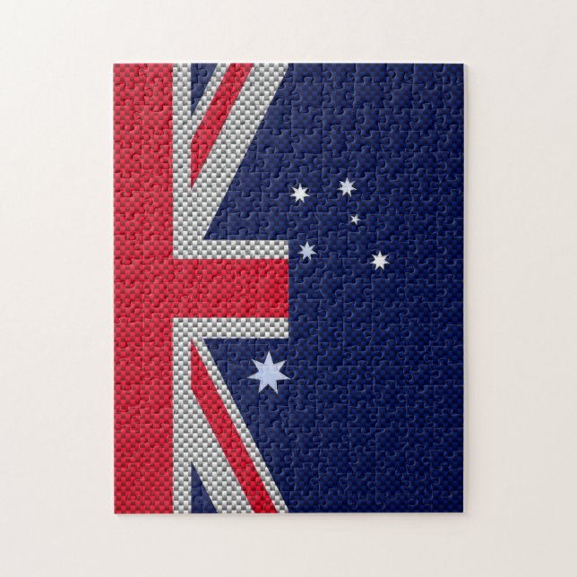 Australia Flag Design in Carbon Fiber Chrome Style Jigsaw Puzzle (Vertical)