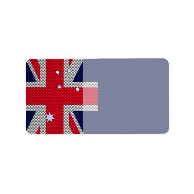 Australia Flag Design in Carbon Fiber Chrome Style Label (Front)