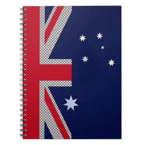 Australia Flag Design in Carbon Fiber Chrome Style Notebook