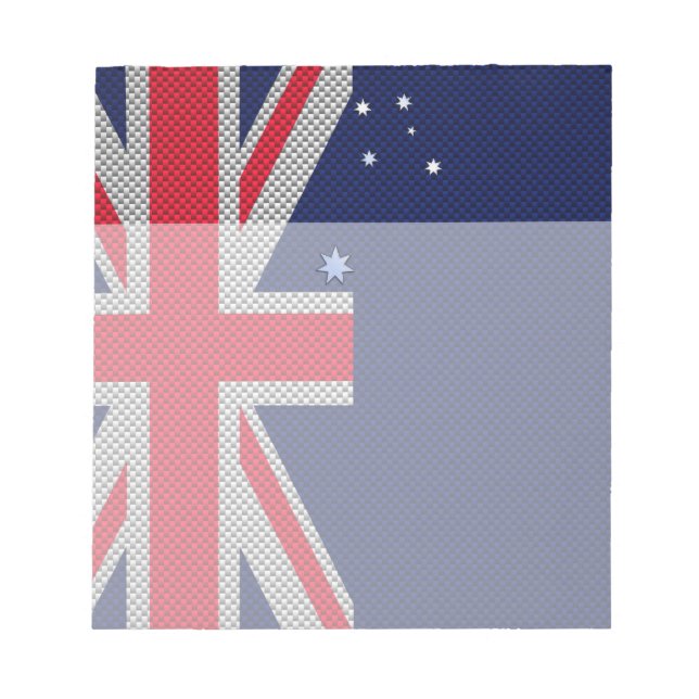Australia Flag Design in Carbon Fiber Chrome Style Notepad (Front)