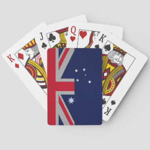 Australia Flag Design in Carbon Fiber Chrome Style Poker Cards