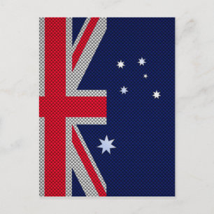 Australia Flag Design in Carbon Fiber Chrome Style Postcard