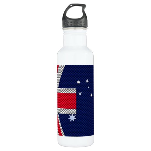 Australia Flag Design in Carbon Fiber Chrome Style Water Bottle