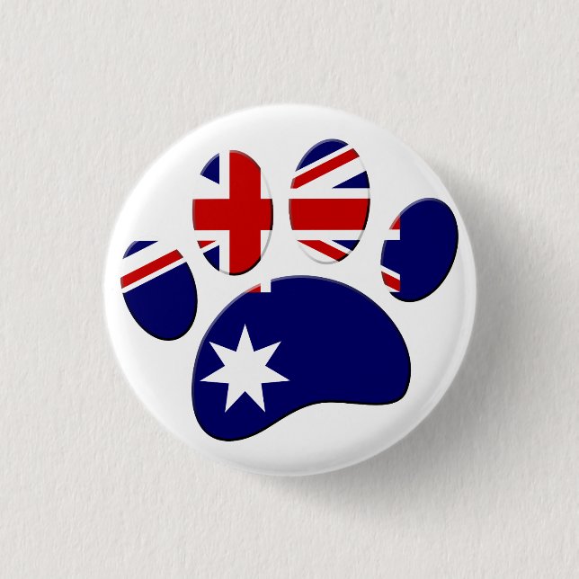 Australia Flag Dog Paw Print Button (Front)