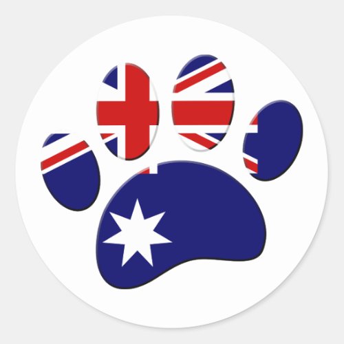 Australia Flag Dog Paw Print Classic Round Sticker