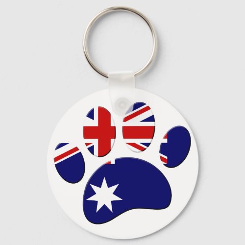 Australia Flag Dog Paw Print Keychain