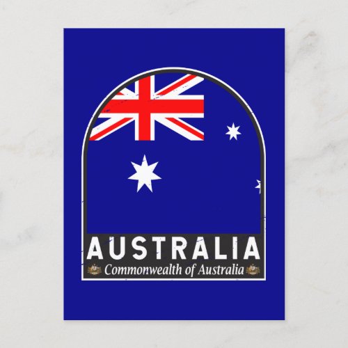 Australia Flag Emblem Distressed Vintage Postcard