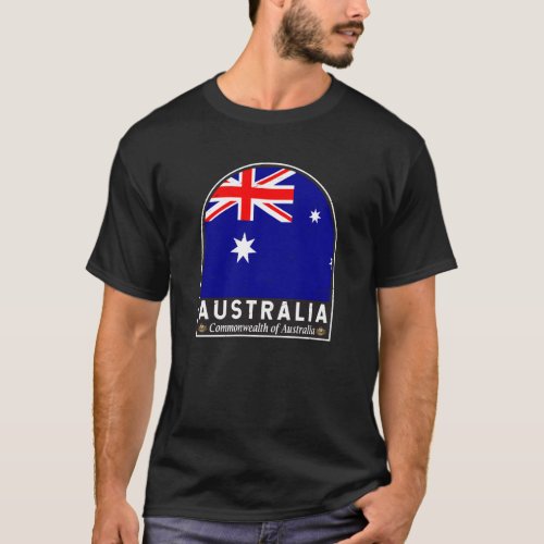 Australia Flag Emblem Distressed Vintage T_Shirt