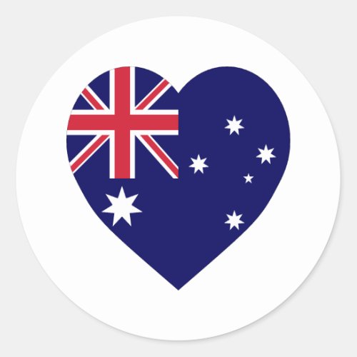 Australia Flag Heart Classic Round Sticker