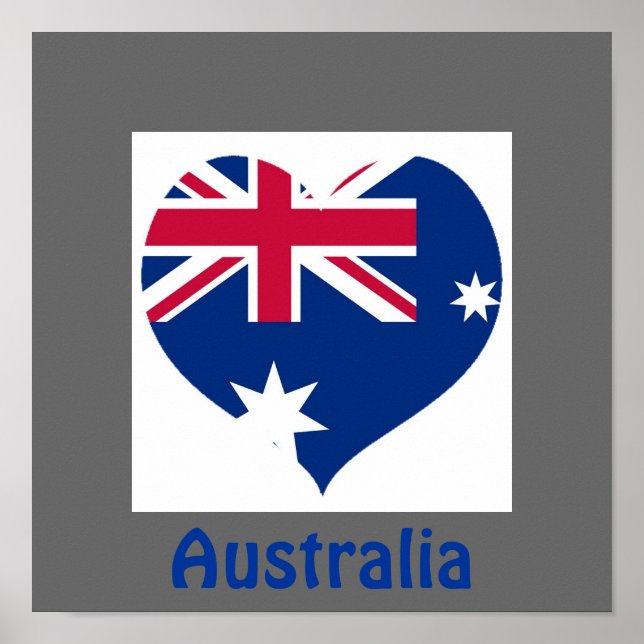 Australia Flag Heart Cutout Border Print (Front)