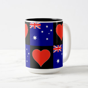 Australia Flag Heart Pattern Patriotic Australian Two-Tone Coffee Mug