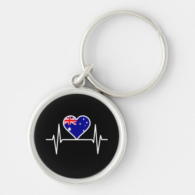 Australia Flag Heartbeat Keychain (Front)