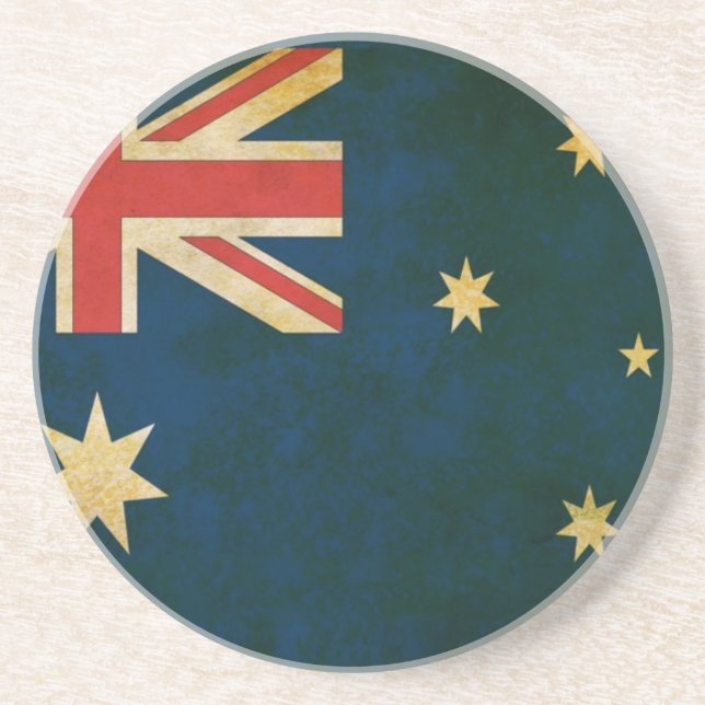 Australia Flag in Grunge Coaster (Front)