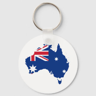 Australia Flag in the shape of Australia Keychain