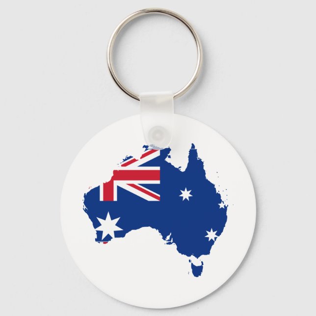 Australia Flag in the shape of Australia Keychain (Front)