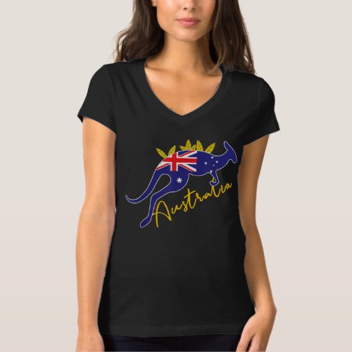 Australia Flag Kangaroo Australian Pride Gift Souv T_Shirt