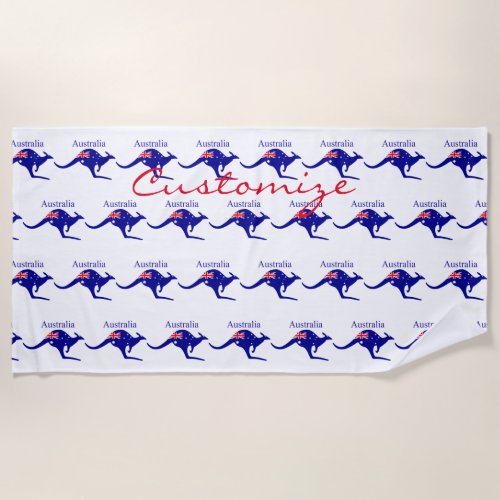 Australia Flag Kangaroo Thunder_Cove Beach Towel