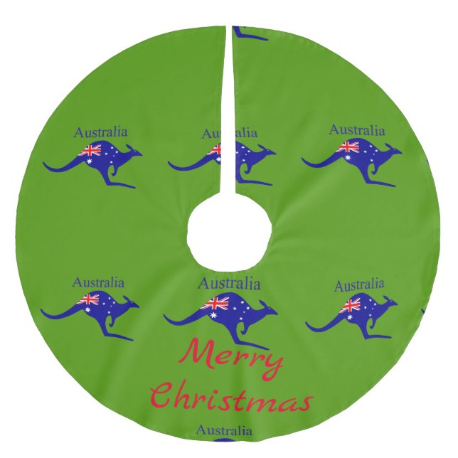 Australia Flag Kangaroo Thunder_Cove Brushed Polyester Tree Skirt (Front)