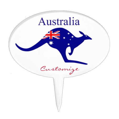 Australia Flag Kangaroo Thunder_Cove Cake Topper