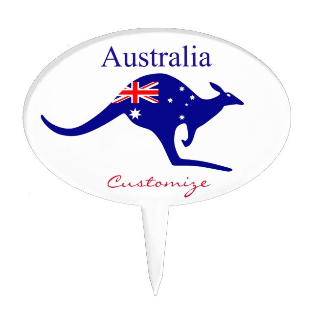 Australia Flag Kangaroo Thunder_Cove Cake Topper (Front)
