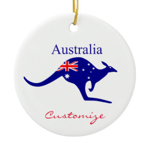 Australia Flag Kangaroo Thunder_Cove Ceramic Ornament