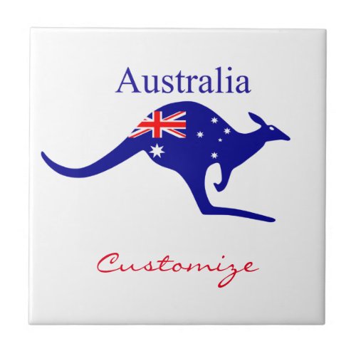 Australia Flag Kangaroo Thunder_Cove Ceramic Tile