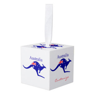 Australia Flag Kangaroo Thunder_Cove Cube Ornament