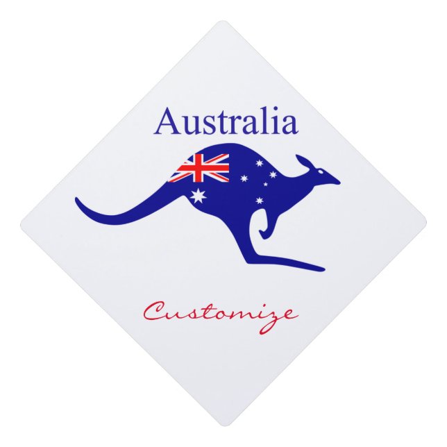 Australia Flag Kangaroo Thunder_Cove Graduation Cap Topper (Front)