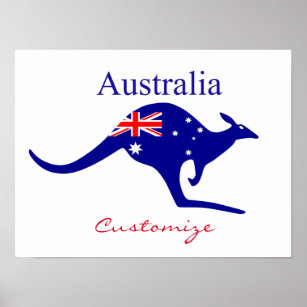 Australia Flag Kangaroo Thunder_Cove Poster