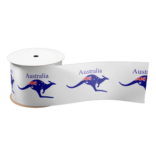 Australia Flag Kangaroo Thunder_Cove Satin Ribbon