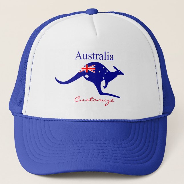 Australia Flag Kangaroo Thunder_Cove Trucker Hat (Front)