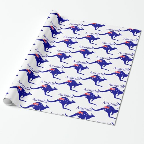 Australia Flag Kangaroo Thunder_Cove Wrapping Paper