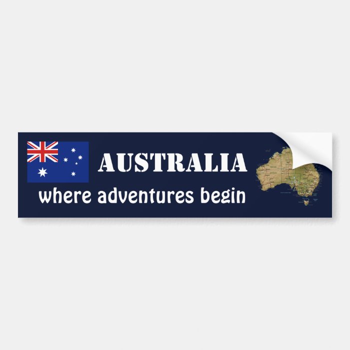 Australia Flag + Map Bumper Sticker