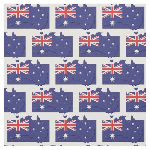 AUSTRALIA Flag Map Outline Fabric