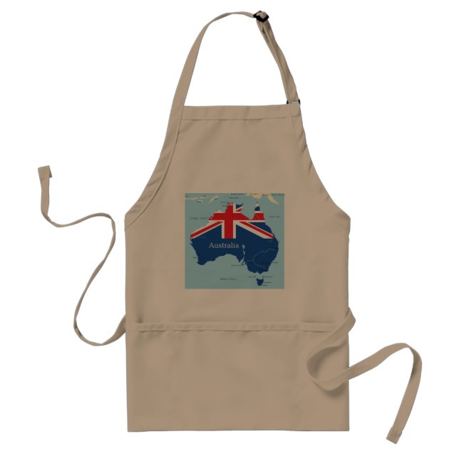 Australia Flag Map Silhouette Adult Apron (Front)