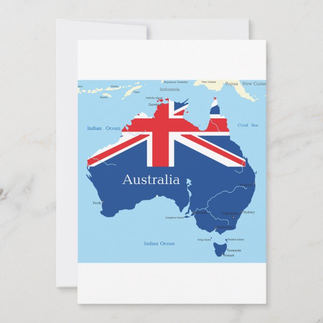 Australia Flag Map Silhouette Invitation (Front)
