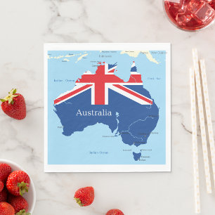 Australia Flag Map Silhouette Napkins