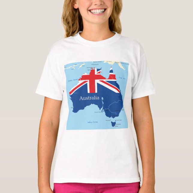 Australia Flag Map Silhouette T-Shirt (Front)