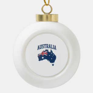 Australia Flag Map Vintage Distressed Graphic_1 Ceramic Ball Christmas Ornament