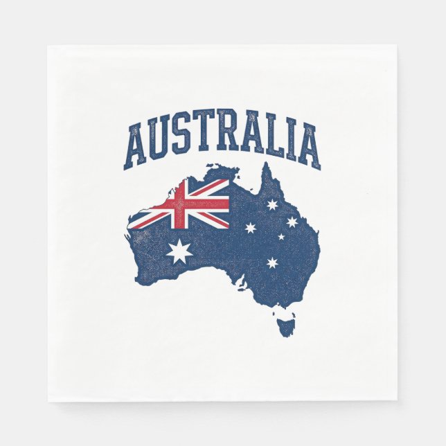 Australia Flag Map Vintage Distressed Graphic_1 Napkins (Front)