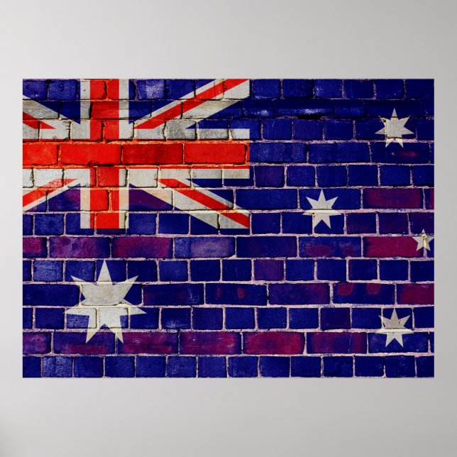Australia flag on a brick wall poster (Front)
