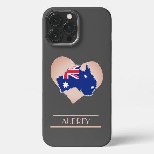 Australia flag on Heart Name iPhone 13 Pro Max Case