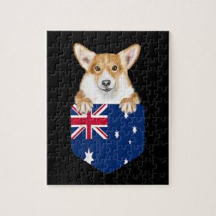 Australia Flag Pembroke Welsh Corgi Dog In Pocket Jigsaw Puzzle